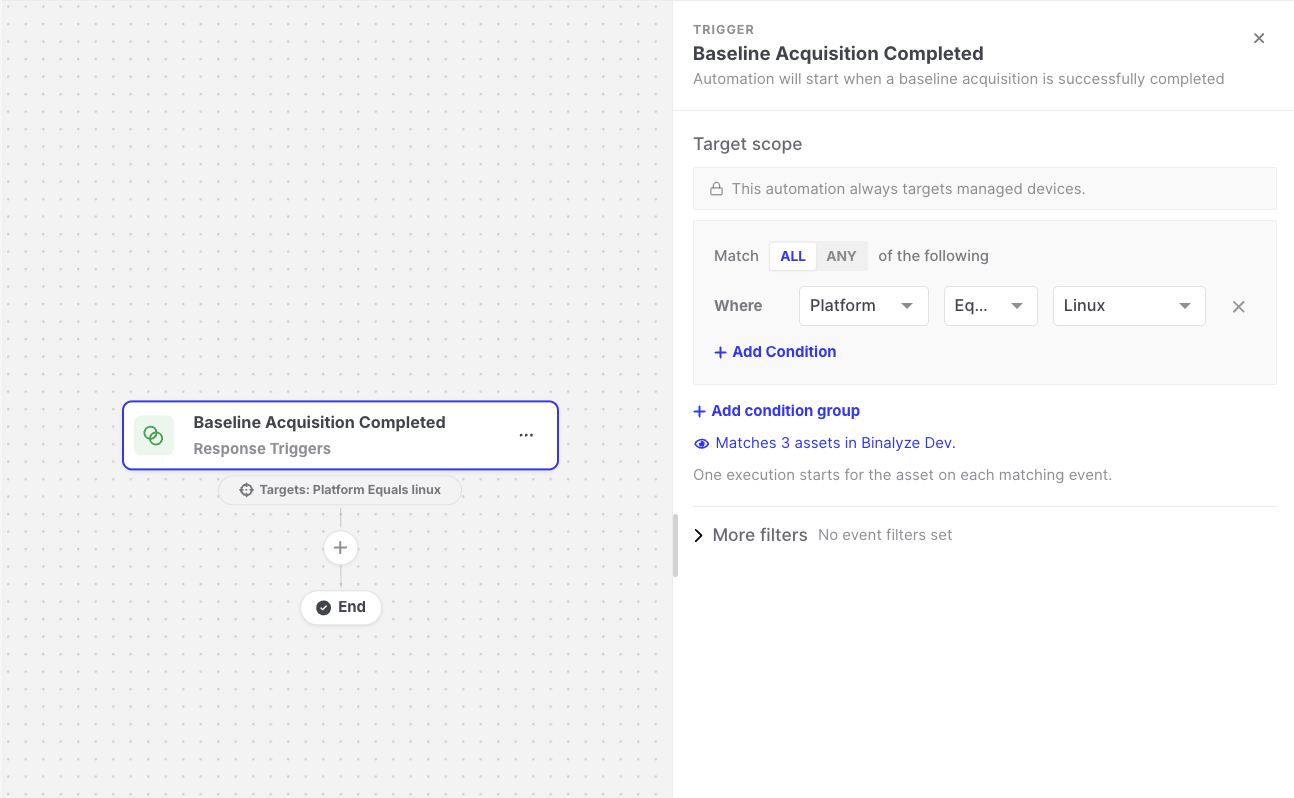 Baseline Acquisition Completed: Trigger settings